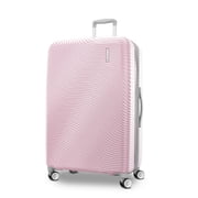 American Tourister Color Waves Large Checked Expandable Luggage Suitcase with Spinner Wheels, Light Pink