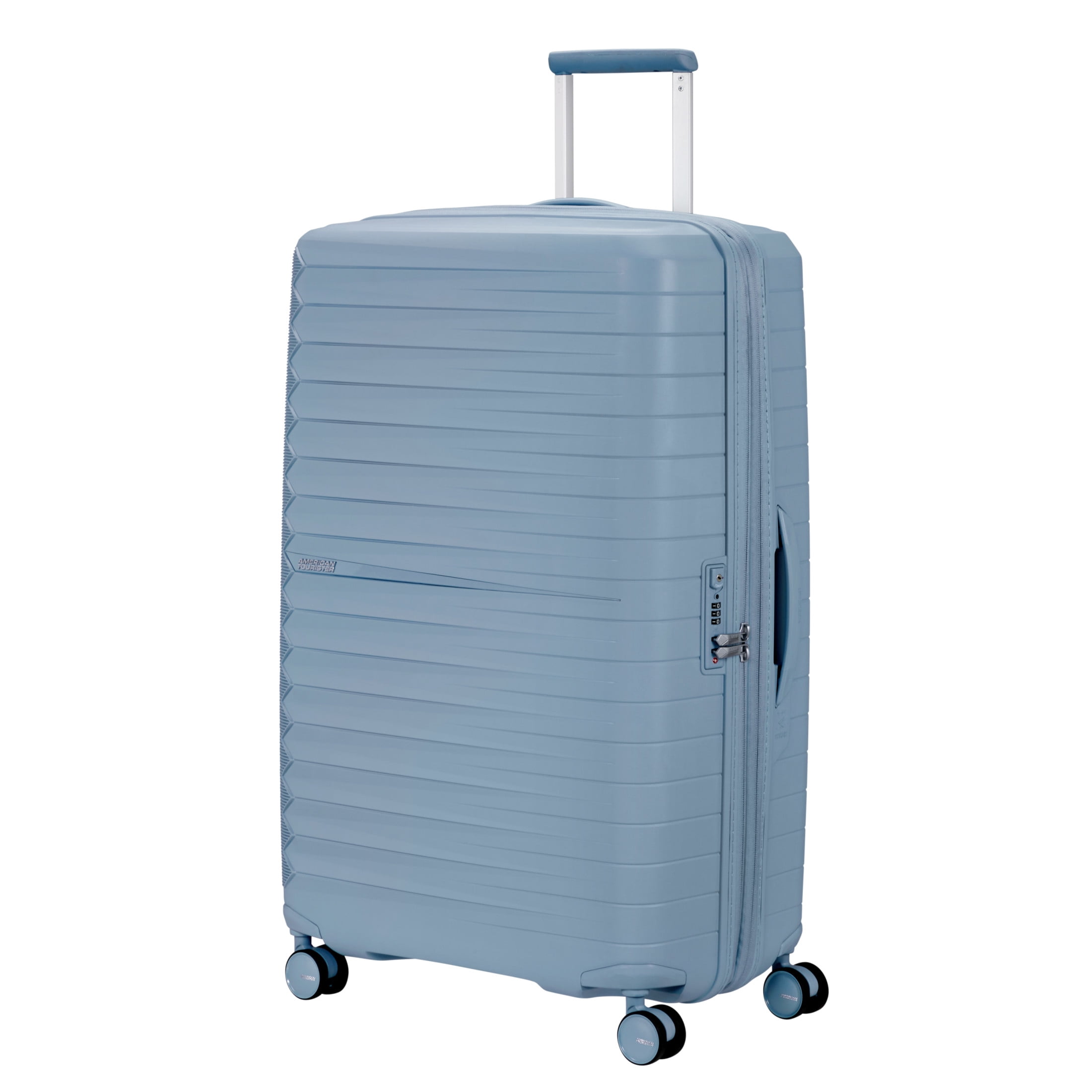 American Tourister Fastforward Hardside Large Checked Suitcase with Spinner Wheels - Steel Blue