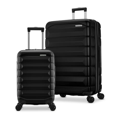 American Tourister Kontour Hardside Expandable Spinner Luggage Set with Divider Pockets - Black