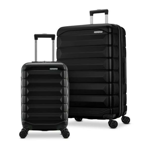 American Tourister Kontour Hardside Expandable Spinner Luggage Set with Divider Pockets - Black