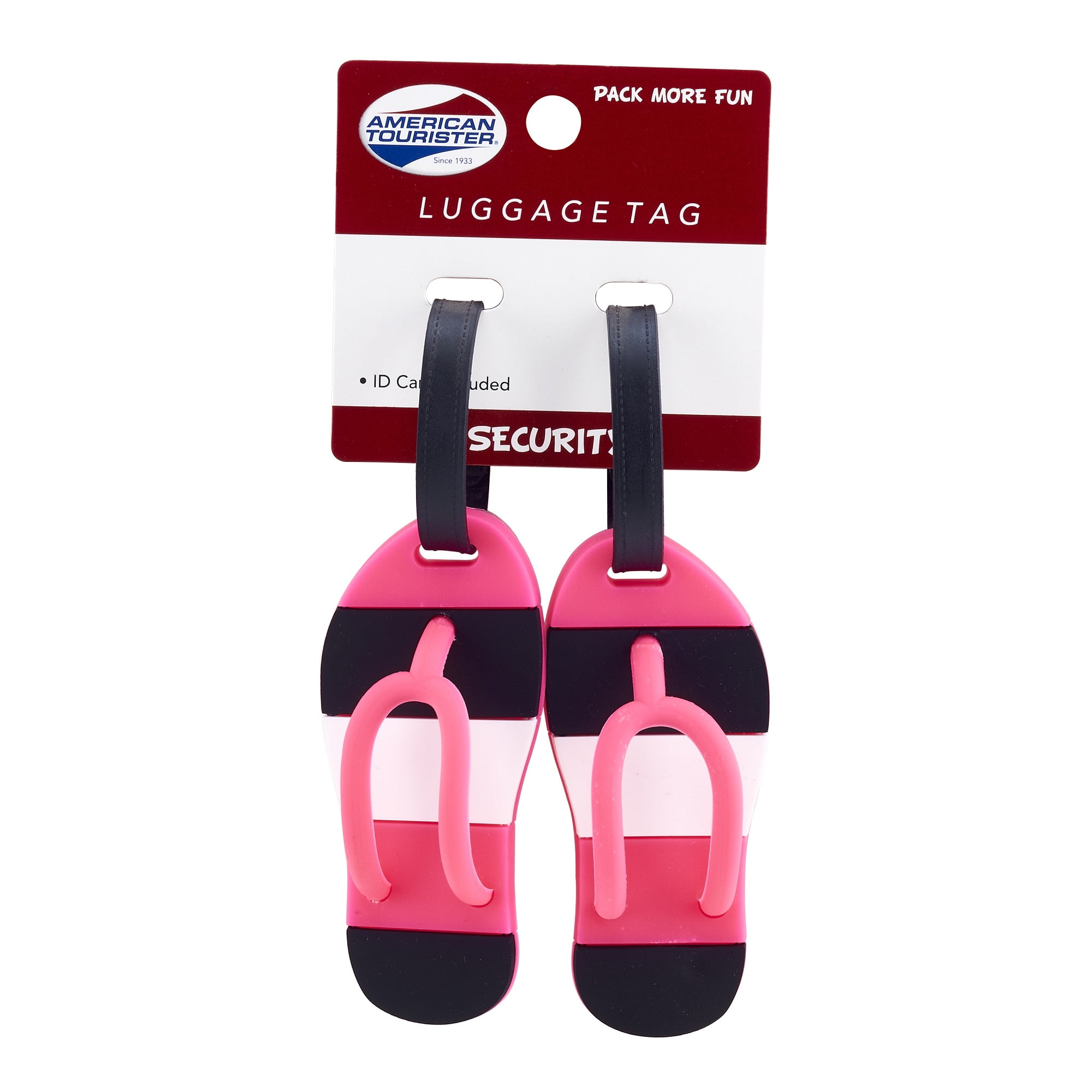 American Tourister Luggage Tag Striped Flip Flop Luggage Tag Pink