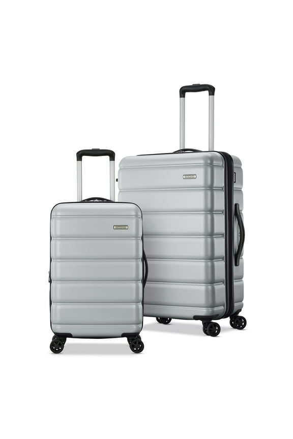 Roll Out 2-Piece Luggage Set with Spinner Wheels (Carry on/Medium Checked) - Silver