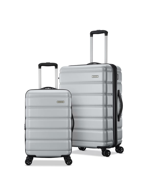 Roll Out 2-Piece Luggage Set with Spinner Wheels (Carry on/Medium Checked) - Silver