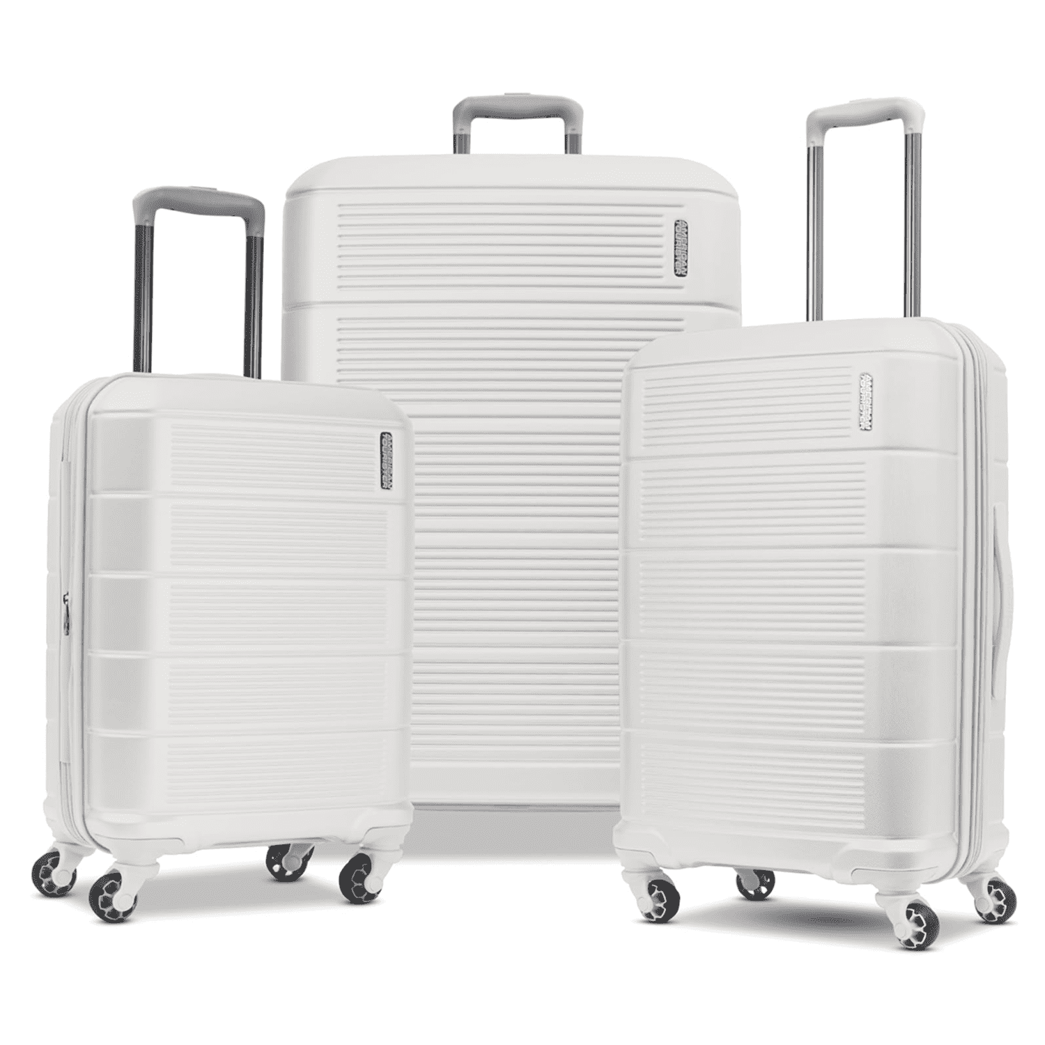 American Tourister Stratum 2.0 Expandable Hardside Luggage with Spinner Wheels, White (3-Piece Set)