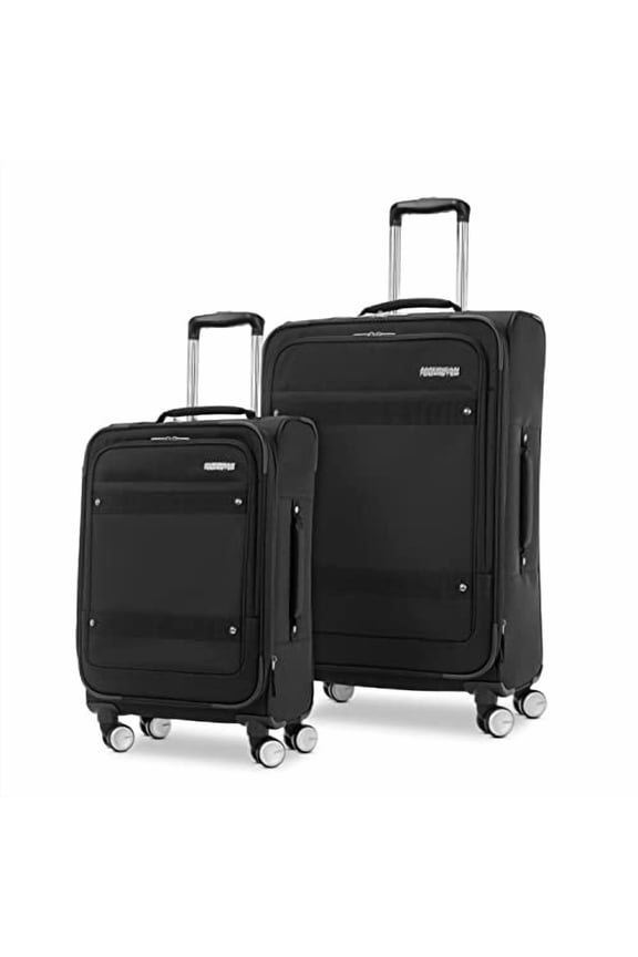 Whim Softside Expandable Luggage with Spinners, Black 2PC SET