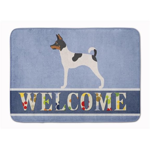 American Toy Fox Terrier Welcome Machine Washable Memory Foam Mat - Multi-Colored