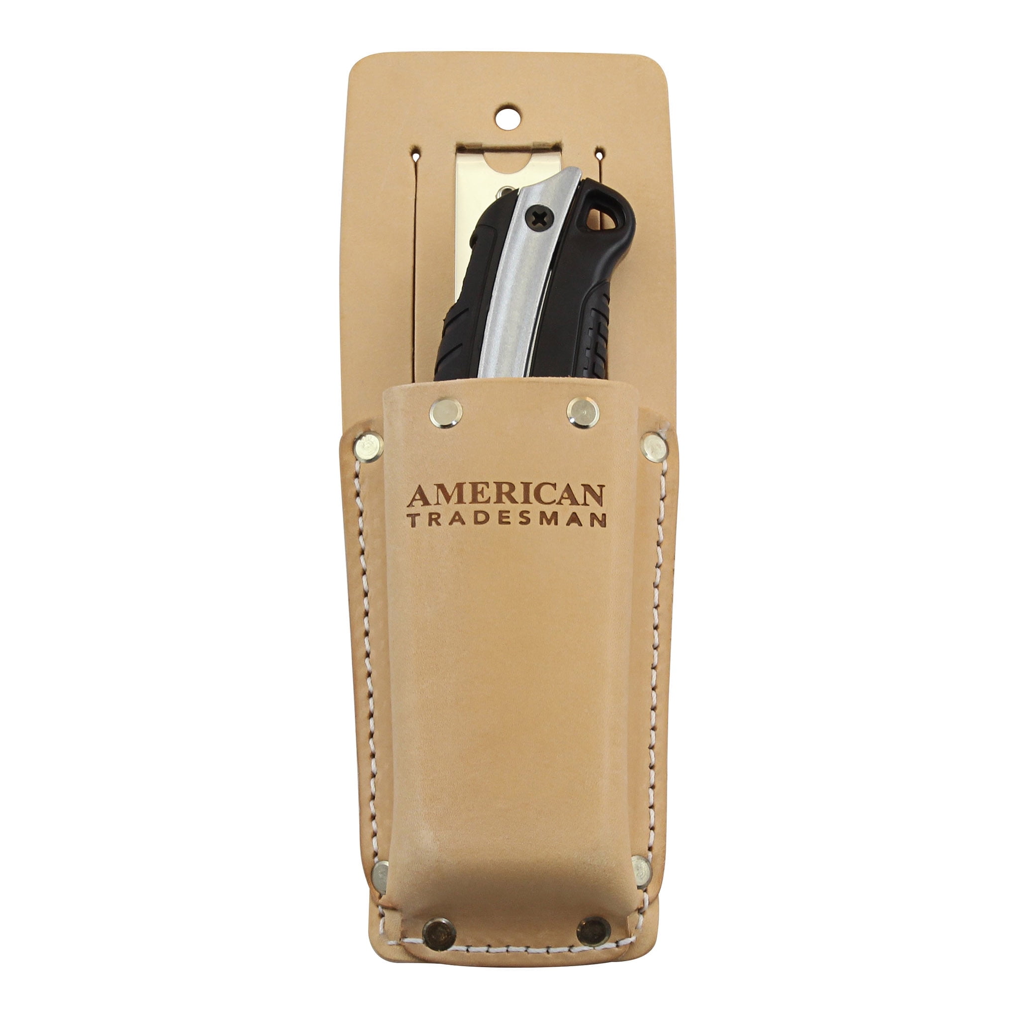 American Tradesman 554 - Top Grain Leather Utility Knife Holder w/Belt Clip…