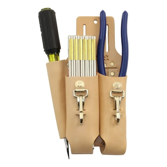 American Tradesman 718- 3 Pocket Top Grain Leather Lineman's Tool Holder Sheath Pouch…