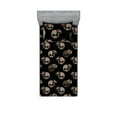 thumbnail image 1 of American Traditional Print Fitted Sheet & Pillow Sham Set, Modern Minimalist Skull Shape Pattern With Flower, Decorative Printed 2 Piece Bedding Decor, Twinxl, Charcoal Grey Eggshell, by Ambesonne, 1 of 1