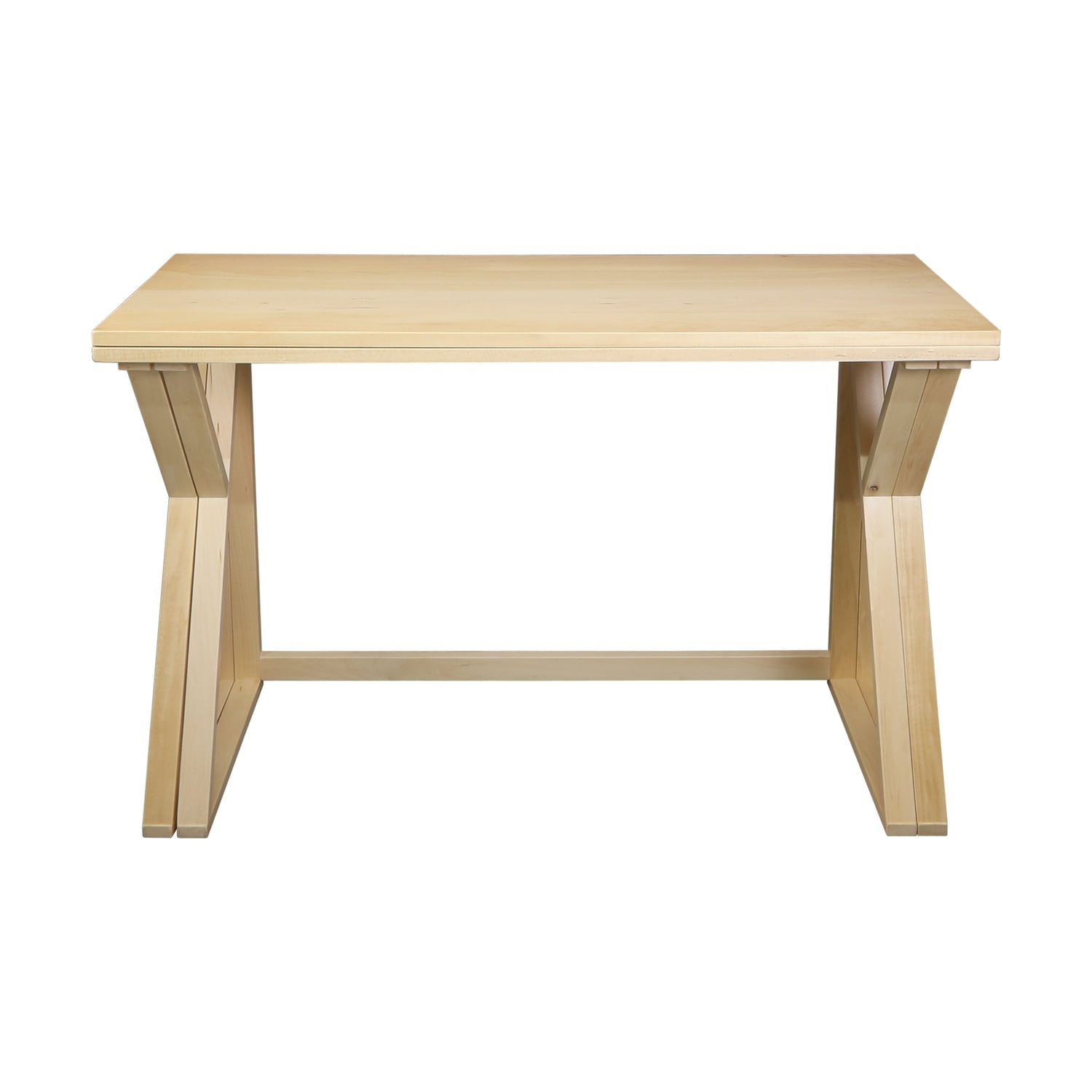 Natural Solid Basswood Folding Convertible Console Dining Table