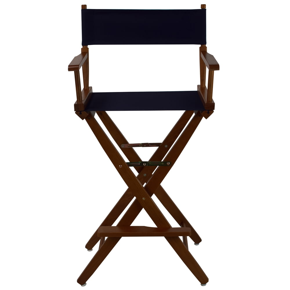 Mission Oak American Hardwood 30" Directors Chair with Navy Seat
