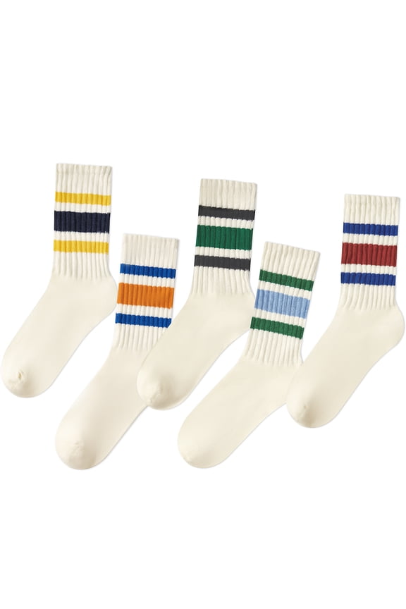 5 Pairs Womens Crew Socks Womens Athletic Socks Cozy Solid Slouchy Socks for Women