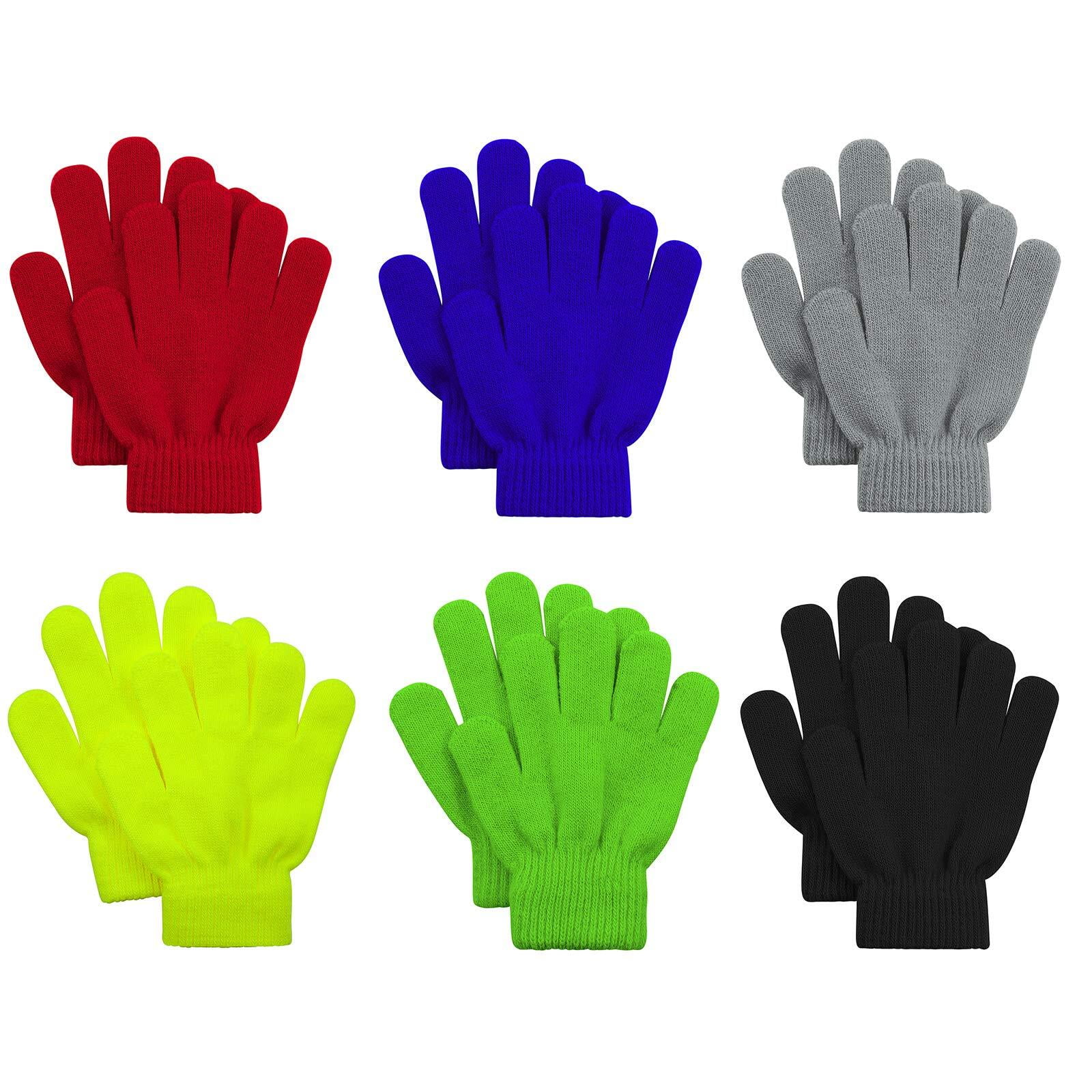American Trends 6 Pairs Kids Gloves Winter Toddler Knit Gloves Boys Girls Stretchy Magic Gloves