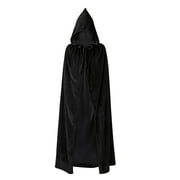 Ponceau Adults Hooded Cloak Plus Size Velvet Halloween Cape for Women Black 170cm