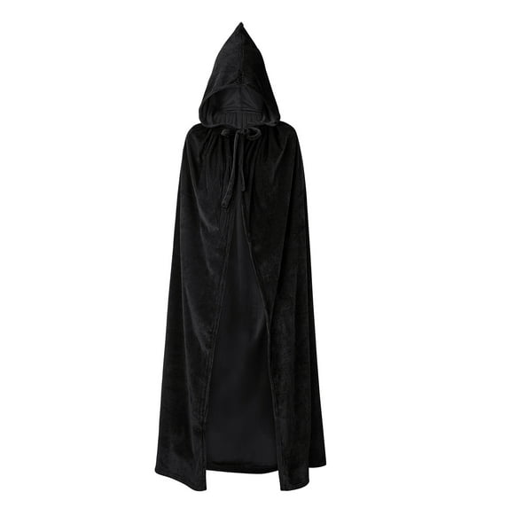Ponceau Adults Hooded Cloak Plus Size Velvet Halloween Cape for Women Black 170cm