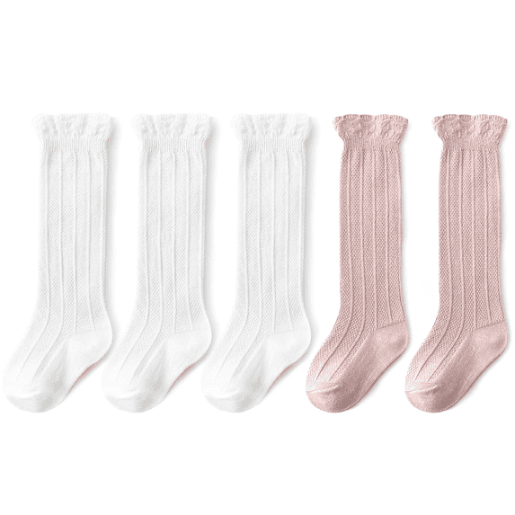 American Trends Baby Girls Boys Uniform Knee High Socks Tube Ruffled Stockings Infants and Toddlers Long Unisex Socks Tights Baby 5 Pack Colorful B M