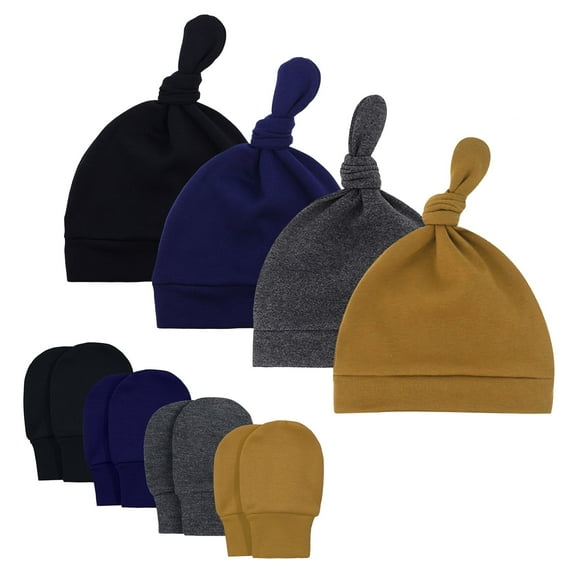 American Trends Baby Hats 0-6 Months Toddler Hat and Mittens for Newborn Baby Girls Baby Beanie Cotton Cap Black; Black Grey; Navy; Light Coffee 0-6 Months