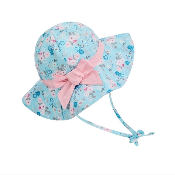 American Trends Baby Sun Hat Toddler Baby Girl Hats UPF 50+ Sun Protection Hat Summer Beach Wide Brim Bucket Caps Sunhat for Baby Girl Infant Kids Powder Blue Bow S