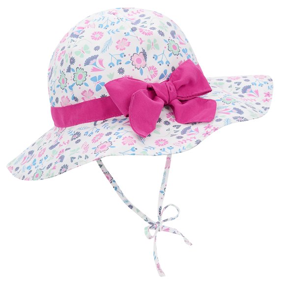 American Trends Baby Sun Hat Toddler Baby Girl Hats UPF 50  Sun Protection Hat Summer Beach Wide Brim Bucket Caps Sunhat for Baby Girl Infant Kids Rose Red Bow M