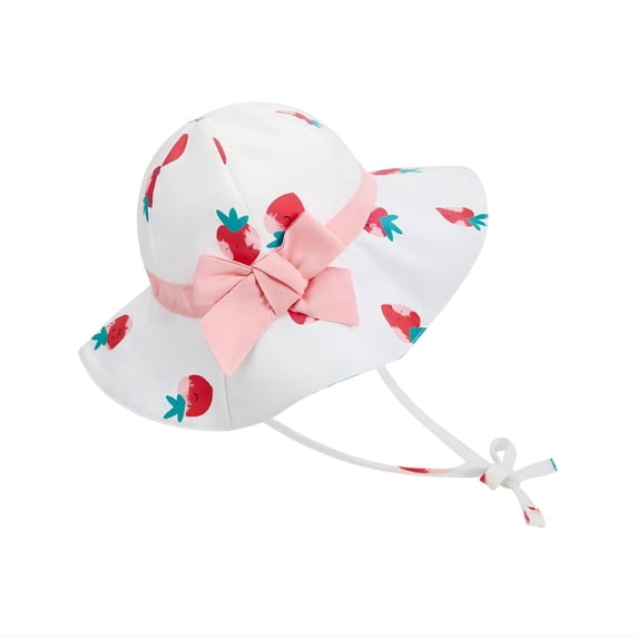 American Trends Baby Sun Hat Toddler Baby Girl Hats UPF 50+ Sun Protection Hat Summer Beach Wide Brim Bucket Caps Sunhat for Baby Girl Infant Kids Strawberry-Pattern XL