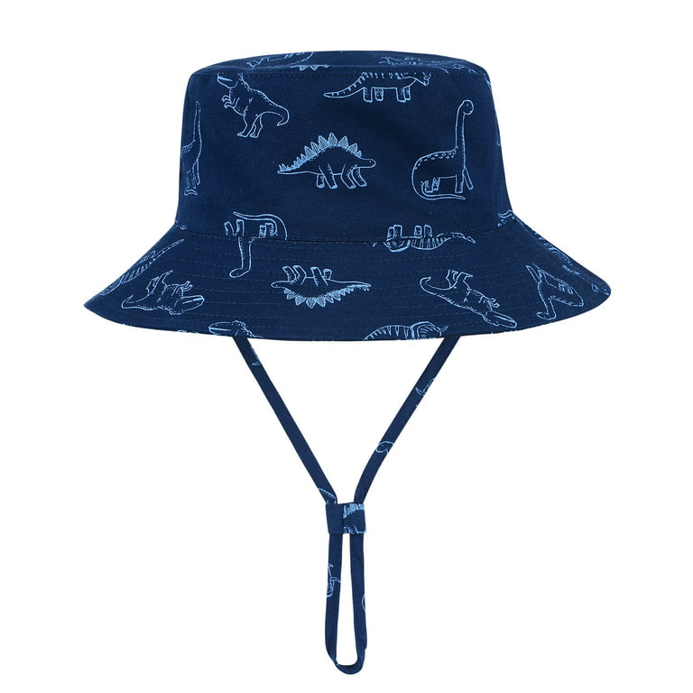 American Trends Baby Sun Hat UPF 50+ Sun Protection Summer Beach Hat Cute  Baby Bucket Hat Wide Brim Toddler Sun Hats for Boys Girls Royal Blue  Dinosaur M 