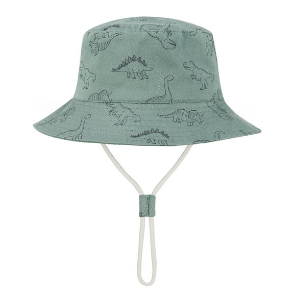 American Trends Baby Sun Hat UPF 50  Sun Protection Summer Beach Hat Cute Baby Bucket Hat Wide Brim Toddler Sun Hats for Boys Girls Seaweed Blue Dinosaur M