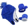 thumbnail image 1 of American Trends Baby Toddler Winter Hat and Glove Set Sherpa Lined Warm Fleece Earflap Beanie Hat Toddler Kids Winter Hat for Boys Girls Fuzzy Royal Blue 4-7T, 1 of 5