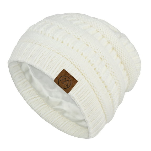 American Trends Beanies Warm Winter Beanie for Women Knit Hats for Women Thick Soft Hat Slouchy Cap Winter Hat for Women White