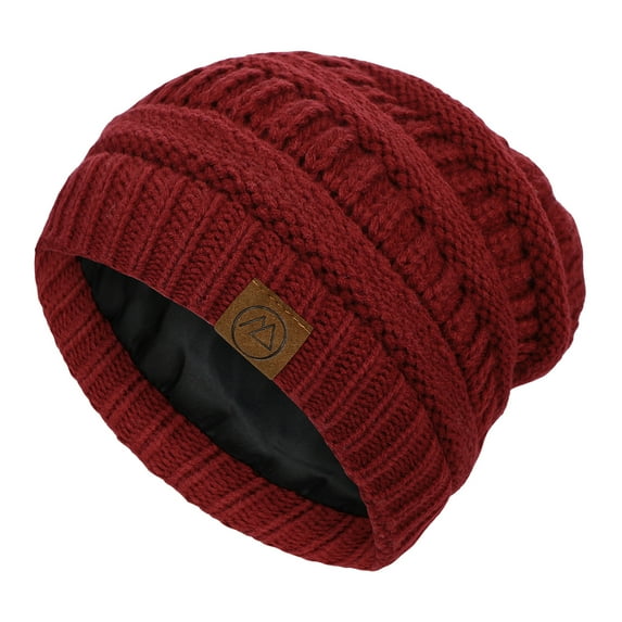 American Trends Beanies Warm Winter Beanie for Women Knit Hats for Women Thick Soft Hat Slouchy Cap Winter Hat for Women Wine Red