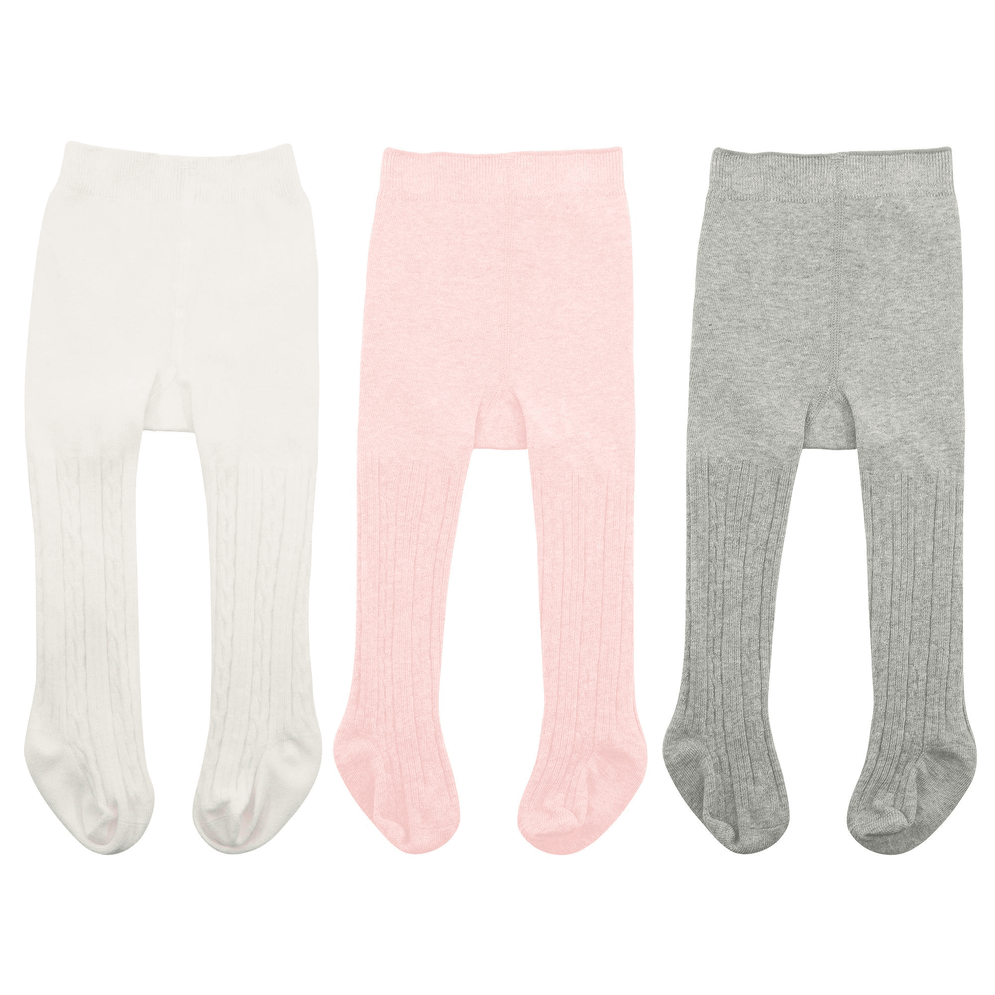 Infant Soft Tights Thick Cable Knit Leggings Stockings Cotton Pantyhose for Newborn Infant Toddler Baby Girl Tights Ballet Pink & Ivory White & Light Grey S