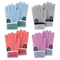 thumbnail image 1 of American Trends Kids Gloves Winter Warm Fleece Lined Gloves Kids Knit Gloves Solid Color for Boys and Grils 4 Pairs Light Blue & Orange Red & Pink & Light Gray; 9-14 Years, 1 of 5