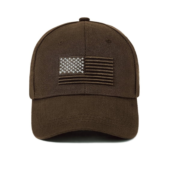American Trends Baseball Cap for Men USA Flag Embroidered Baseball Hat Adjustable Golf Hat UV Protection Coffee