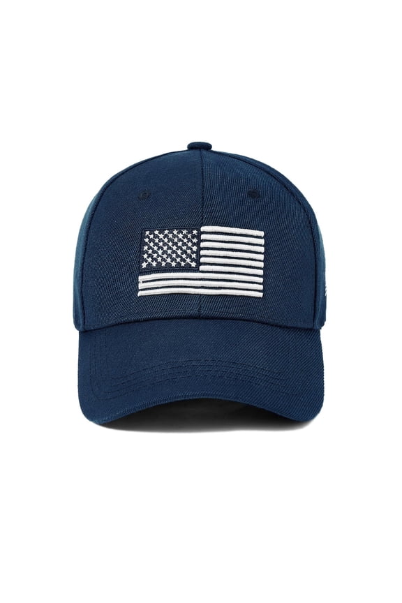 Baseball Cap for Men USA Flag Embroidered Baseball Hat Adjustable Golf Hat UV Protection Navy Blue