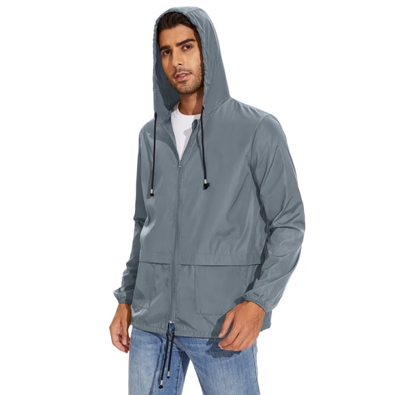 American Trends Mens Rain Jackets Waterproof with Hood Mens Windbreaker Jacket Lightweight Mens Raincoat Gray XL