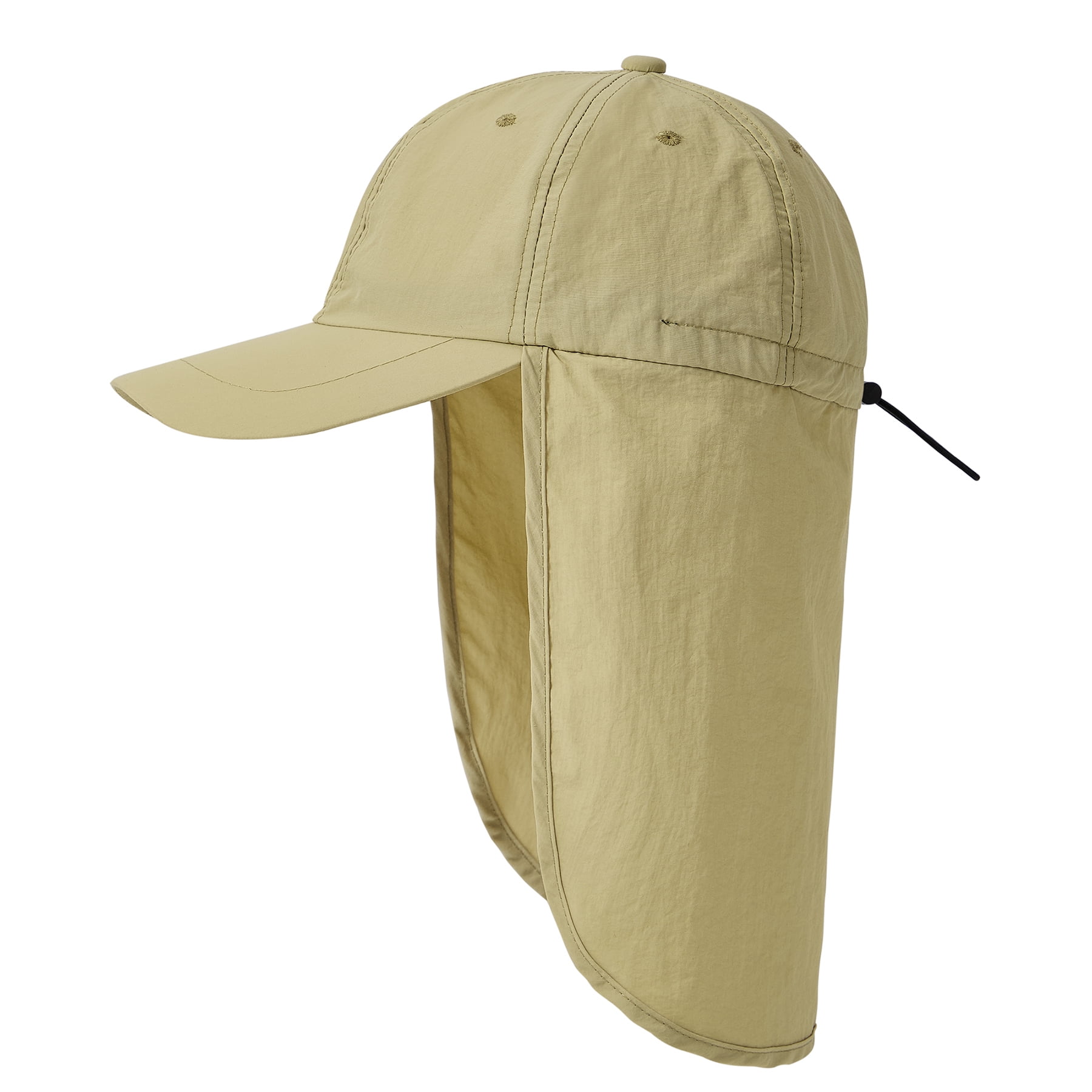 Mens Sun Hat with Neck Flap UV Protection Waterproof Fishing Hat Portable Safari Hat Khaki