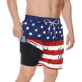 thumbnail image 1 of Men's American Flag Swim Trunks 4th of July Patriotic Bathing Suits with Liner Quick Dry Board Shorts, 1 of 8