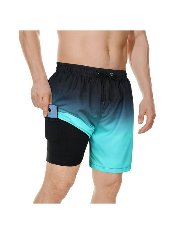 American Trends Mens Swim Trunks with Compression Liner Mens Swim Shorts Board Shorts for Men