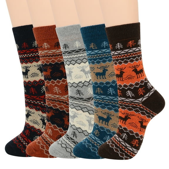 American Trends Merino Wool Socks for Women Cozy Soft Hiking Socks Fall Winter Thermal Knit Socks Slouchy Crew Cut Socks Fit US Size 6-9
