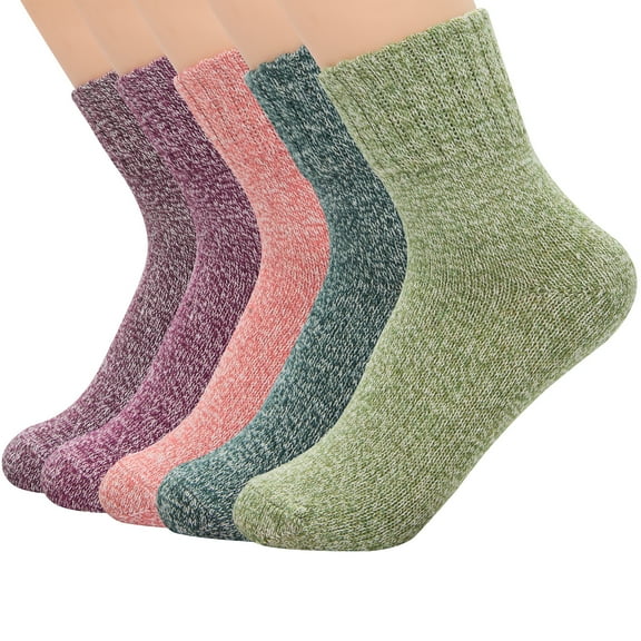 American Trends Merino Wool Socks for Women Cozy Soft Hiking Socks Fall Winter Thermal Knit Socks Slouchy Crew Cut Socks Fit US Size 6-9