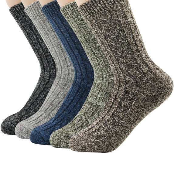 American Trends Merino Wool Socks for Women Cozy Soft Hiking Socks Fall Winter Thermal Knit Socks Slouchy Crew Cut Socks Fit US Size 6-9
