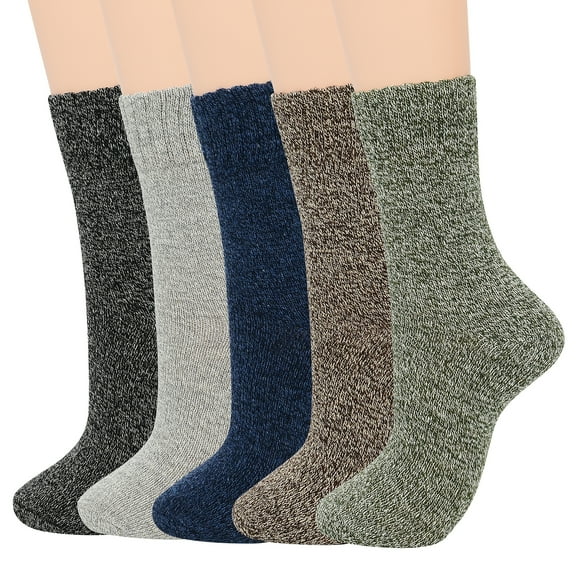 American Trends Merino Wool Socks for Women Cozy Soft Hiking Socks Fall Winter Thermal Knit Socks Slouchy Crew Cut Socks Fit US Size 6-9