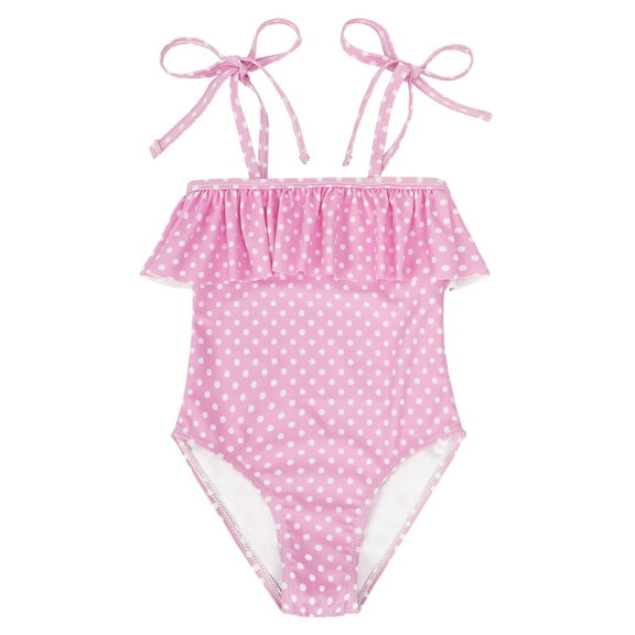 American Trends One Piece Swimsuits for Girls Quick Dry Baby Bathing Suit Bathing Suit for Toddler Girl Dots Pink 6-7 Years