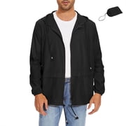 American Trends Packable Mens Rain Jacket Waterproof Raincoat for Men Lightweight Windbreaker with Hood Black 3XL