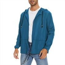 American Trends Packable Men's Rain Jacket Waterproof Raincoat for Men Lightweight Windbreaker with Hood Blue 3X-Large