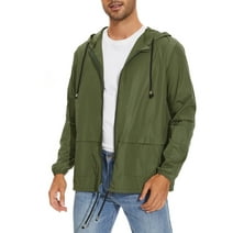 American Trends Packable Men's Rain Jacket Waterproof Raincoat for Men Lightweight Windbreaker with Hood Green XX-Large