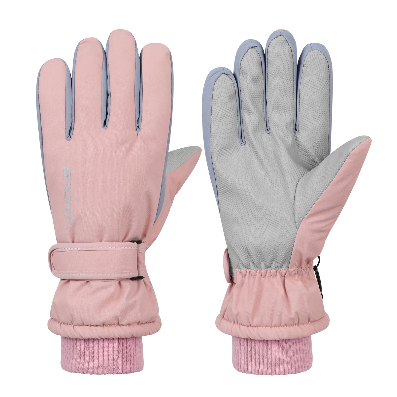 American Trends Pink Winter Gloves Women Ski Gloves Waterproof Warm