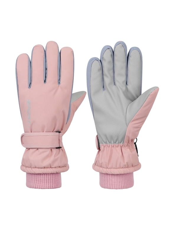 Winter Gloves Women Waterproof Gloves Windproof Ski Gloves Insulated Cold Weather Pink
