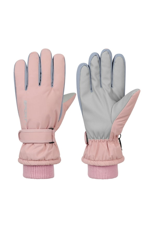 Pink Winter Gloves Women Ski Gloves Waterproof Warm Gloves Touchscreen