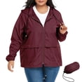 thumbnail image 1 of American Trends Plus Size Women Waterproof Rain Jacket with Hood Packable Lightweight Windproof Raincoat with Pockets Wine Red 3XL, 1 of 7