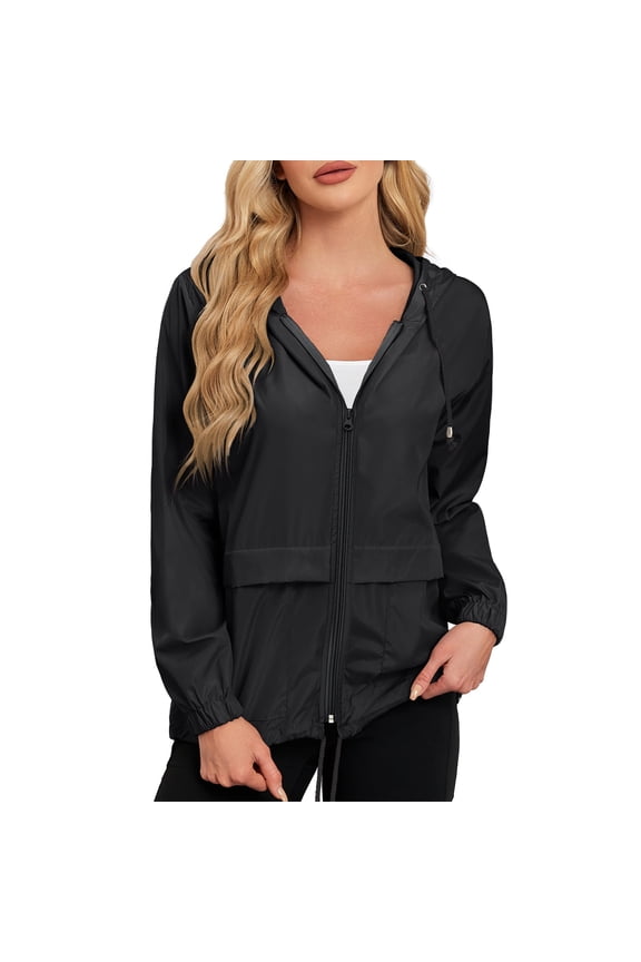 Rain Coats for Women Waterproof with Hood Packable Rain Jackets Womens Lightweight Rain Jackets Outdoor Black M